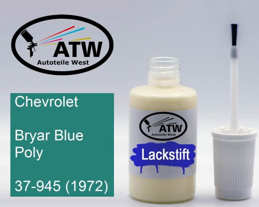 Chevrolet, Bryar Blue Poly, 37-945 (1972): 20ml Lackstift, von ATW Autoteile West.